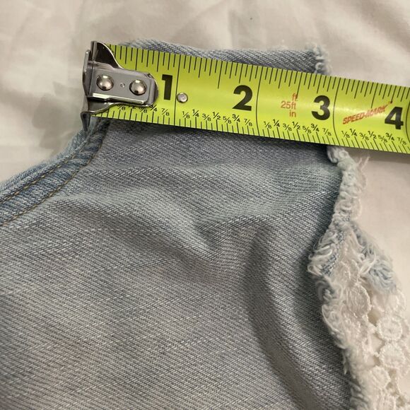 American Eagle Denim Cut-Off Jean Shorts Womens Size 0 Lace Boho Festival - Picture 8 of 13